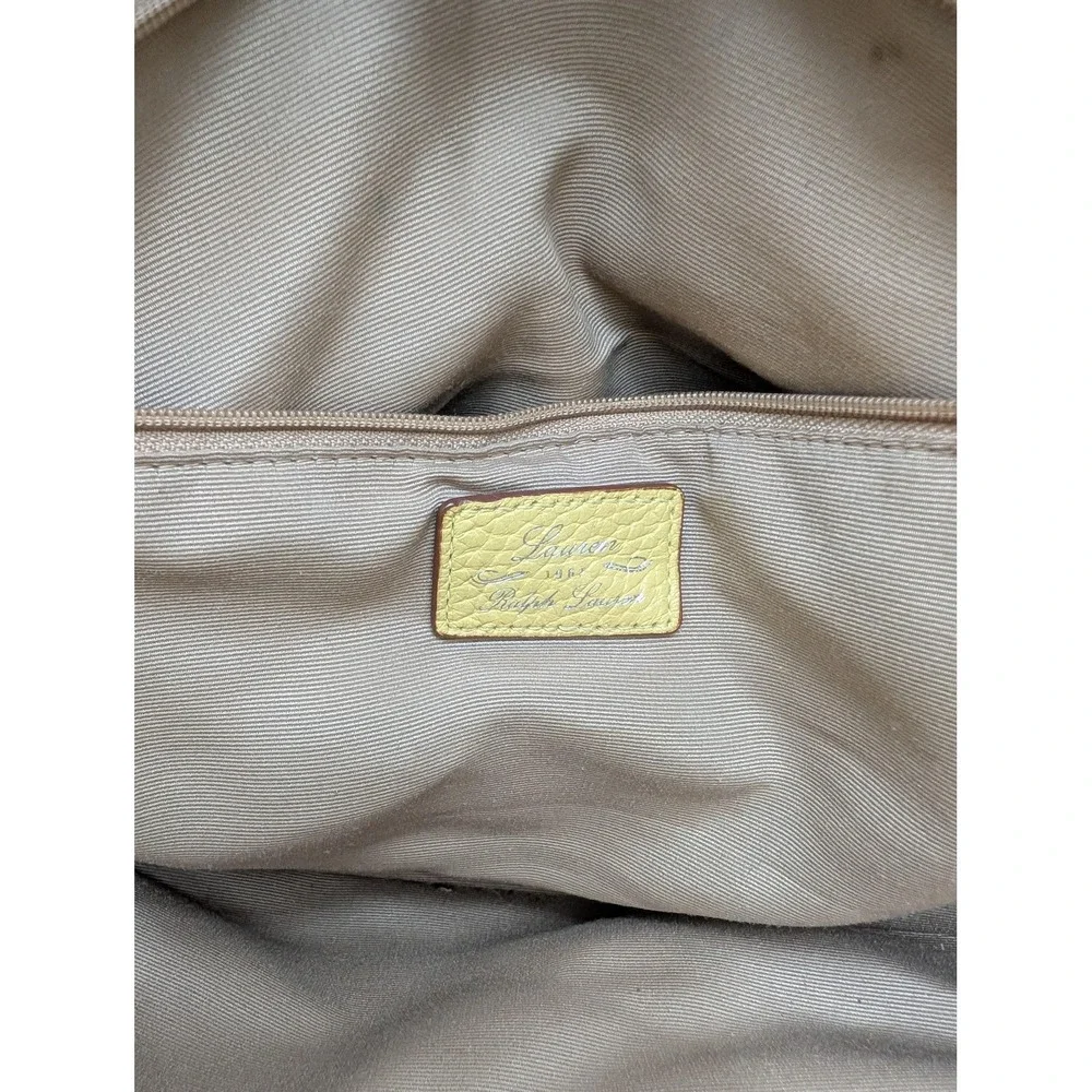 Lauren Ralph Lauren Satchel Bag Womens Medium Yellow Leather Shoulder Purse